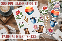 Farm sticker sheet Harvest Scrapbook PNG Vegetables Cozy Product Image 1