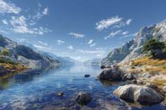 Lake and Mountains Background Wallpaper Product Image 1