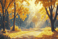 Yellow Forest Background Wallpaper Product Image 1