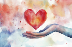Watercolor Heart and Hand Background Wallpaper Product Image 1