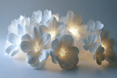 White Paper Flowers Background Wallpaper Product Image 1