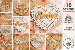 Wooden Heart Tags Bundle Laser Cut. Gift Tags SVG Product Image 1