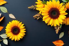 Sunflower With Leaves Background Product Image 1