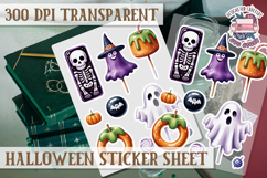 Halloween sticker sheet Creepy Scrapbook PNG Funny Skulls Product Image 1