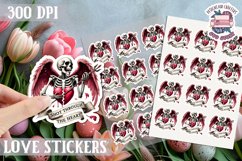 Love sticker Sheet Valentine Day Lovers Gothic Skull PNG Product Image 1