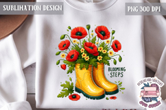 Spring Flower Poppy Sublimation Design PNG Garden Quote Product Image 1