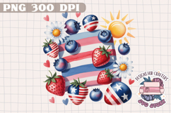 4th of July PNG Sublimation Strawberry berries Patriotic Product Image 1