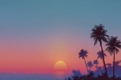 Palm Tree Beach Sunset Background Product Image 1
