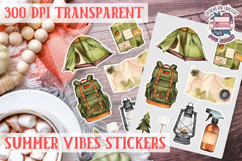 Summer Vibes sticker sheet Summer Scrapbook PNG Product Image 1