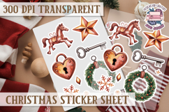 Christmas Watercolor Sticker Sheet Winter Cute Holiday PNG Product Image 1