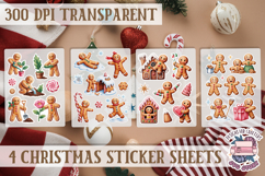 Christmas Gingerbread mans Watercolor Sticker Sheet Winter Product Image 1