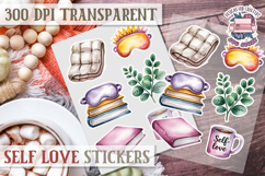 Self Love sticker sheet Scrapbook PNG Nature Watercolor Yoga Product Image 1
