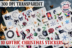 Gothic Christmas Watercolor Sticker Sheet Winter Scary PNG Product Image 1