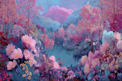 Painting Of Pink Flowers Background Product Image 1