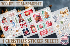 Christmas Watercolor Sticker Sheet Winter 4 PNG Product Image 1