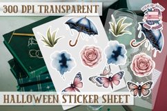 Halloween sticker sheet Creepy Scrapbook PNG Funny Skulls Product Image 1