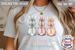 Cute Bunnies Spring Sublimation Design PNG Easter Hoop bunny Product Image 1