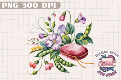 Sweet pea and wildflower Floral Clipart Sublimation Design Product Image 1