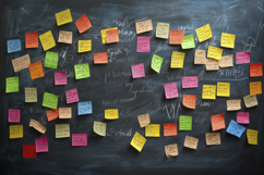Sticky Notes with Black Board Background Wallpaper Product Image 1