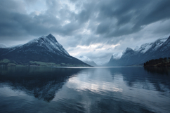 Snowy Mountains Lake Background Wallpaper Product Image 1