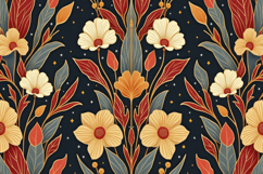 Folk Art Floral Pattern Background Wallpaper Product Image 1