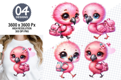 Cute Pink Flamingo Clipart Designs, Summer Sublimation PNG Product Image 1