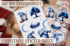 Christmas Watercolor Sticker Sheet Winter Cute Holiday PNG Product Image 1