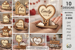 Valentine Place Name Stands Bundle Lasercut. Stand Decor SVG Product Image 1