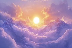 Sunrise Over Mountains Background Wallpaper Product Image 1