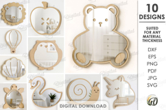 Nursery Mirrors Bundle Laser Cut. Kids Room Decor SVG Product Image 1