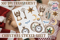Christmas Watercolor Sticker Sheet Winter Cute Holiday PNG Product Image 1