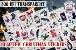 Gothic Christmas Watercolor Sticker Sheet Winter Scary PNG Product Image 1