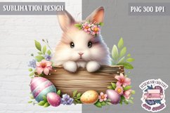 Cute Easter Animal with board Sublimation Design PNG Spring Product Image 1