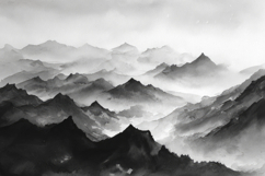 Black White Fog Mountain Background Product Image 1
