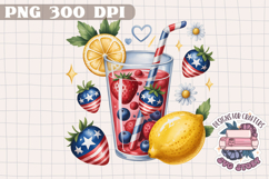 4th of July PNG Sublimation Strawberry berries Patriotic Product Image 1