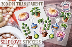 Self Love sticker sheet Scrapbook PNG Nature Watercolor Yoga Product Image 1