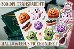 Halloween sticker sheet Creepy Scrapbook PNG Funny Skulls Product Image 1