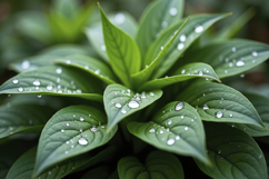 Water Droplets on Leaves Background Wallpaper Product Image 1