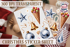 Christmas Watercolor Sticker Sheet Winter Cute Holiday PNG Product Image 1