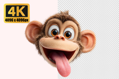 Cartoon Monkey Face with Playful Expression Transparent PNG Product Image 1