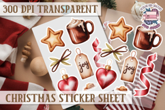 Christmas Watercolor Sticker Sheet Winter Cute Holiday PNG Product Image 1
