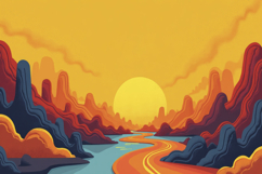 Vibrant Mountain Landscape Background Wallpaper Product Image 1