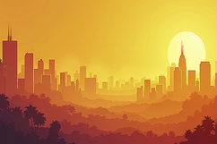 City Skyline at Sunset Background Wallpaper Product Image 1