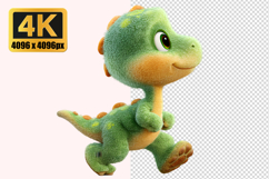 Baby Green Dinosaur with Yellow Spots Transparent PNG Product Image 1