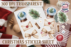 Christmas Watercolor Sticker Sheet Winter Cute Holiday PNG Product Image 1