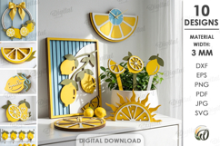 3D Lemon Decors Bundle Laser Cut. Home Decor SVG Product Image 1