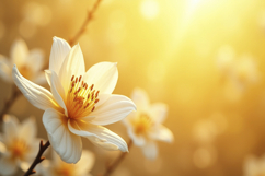 White Magnolia Blossoms Background Wallpaper Product Image 1