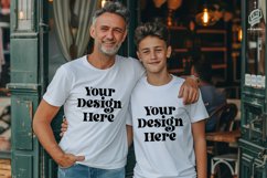 Gildan 5000 Father And Son White T-shirt Mockup Product Image 1