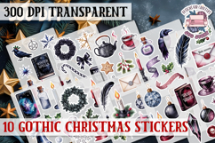Gothic Christmas Watercolor Sticker Sheet Winter Scary PNG Product Image 1