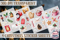 Christmas Watercolor Sticker Sheet Winter 4 PNG Product Image 1